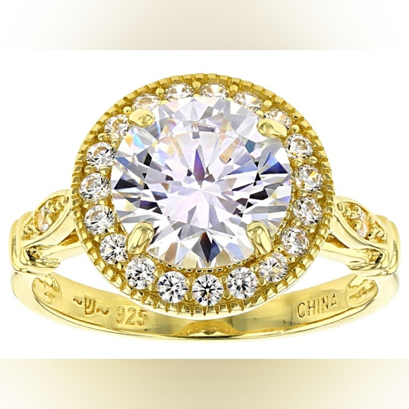 🌟Size 10 Ring White Cubic Zirconia 18K Gold Over Sterling Silver - Picture 2 of 9